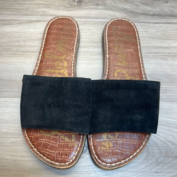 Sam Edelman Gio Black Suede Leather Slide Sandals Women's Size 6 Slip On - Picture 10 of 10